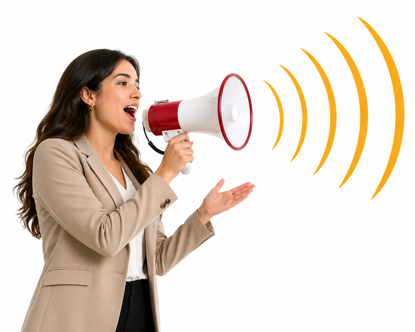 Lady announcing event with speaker